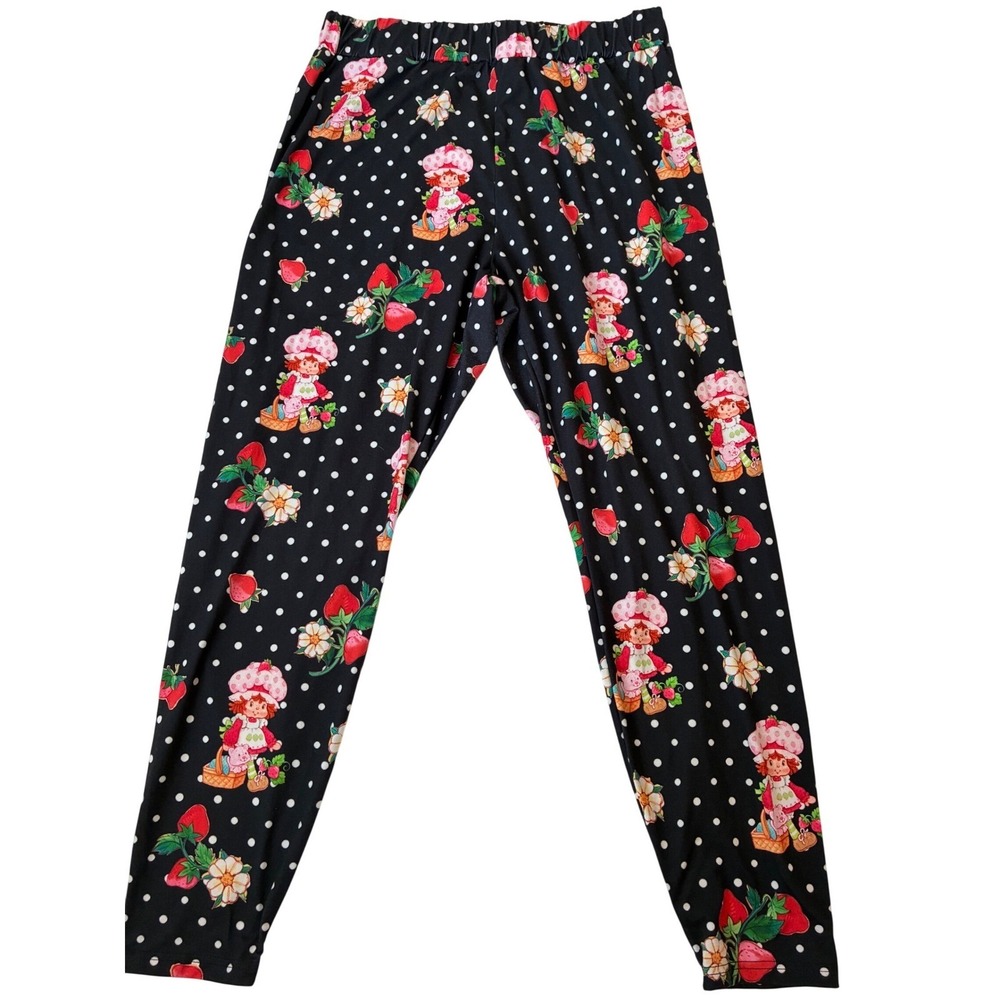 Strawberry Shortcake Lounge‎ pants Black Polka Dot Retro 80s Kidcore